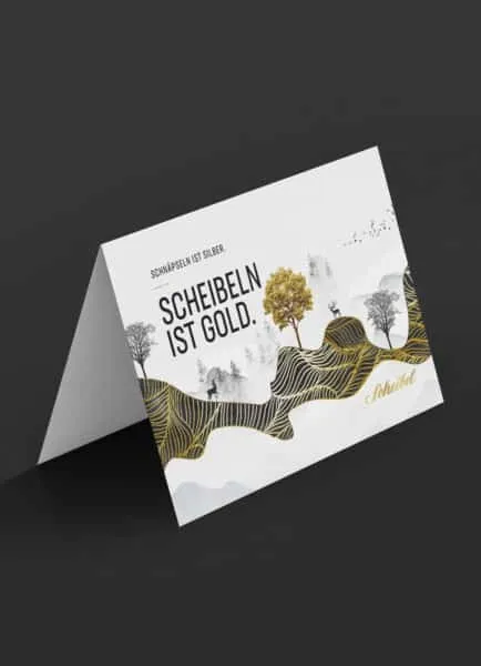 emill-gru-karte-scheibeln-ist-gold-geschenkkarte-mit-umschlag image 1